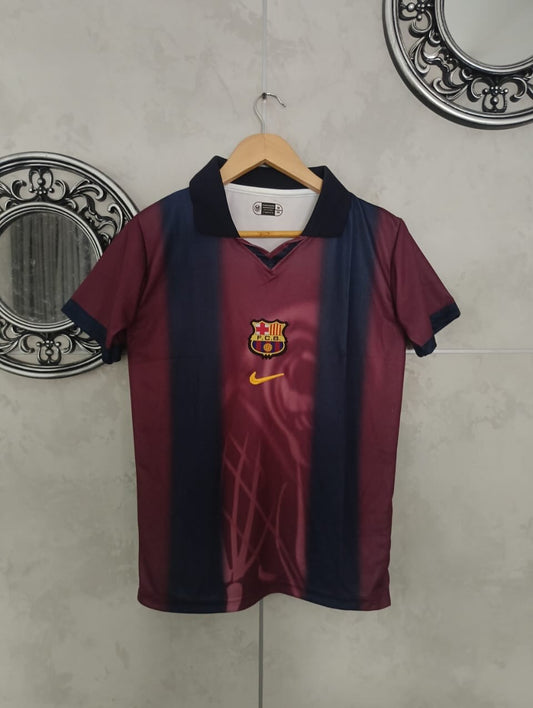 Maroon and navy sports jersey with Nike logo on a hanger against a light gray wall.